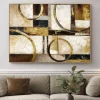 Quadri Moderni-Selezionato da Mazzolaluce Quadro cerchi dorati 120x90 dipinto con cornice