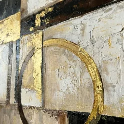 Quadri Moderni-Selezionato da Mazzolaluce Quadro cerchi dorati 120x90 dipinto con cornice