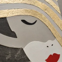 Quadri Moderni-Selezionato da Mazzolaluce Quadro con cornice 80x120 cm volto donna con cappello oro