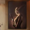 Quadri Moderni-Selezionato da Mazzolaluce Quadro con luce led profilo di donna 180x120 cm moderno luminoso fp