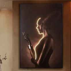 Quadri Moderni-Selezionato da Mazzolaluce Quadro con luce led profilo di donna 180x120 cm moderno luminoso fp