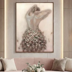 Quadri Moderni-Selezionato da Mazzolaluce Quadro donna floreale decorato a rilievo 92x122 conc ornice