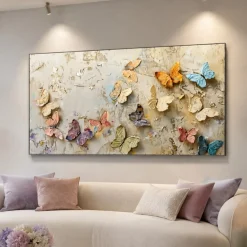 Quadri Moderni-Selezionato da Mazzolaluce Quadro farfalle moderno stampa su tela decoro a rilievo 77x143 cm