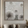Quadri Moderni-Selezionato da Mazzolaluce Quadro fiori denti di leone 102x102 dipinto a mano a rilievo con cornice