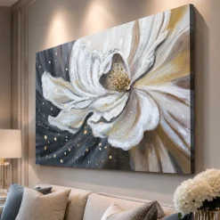 Quadri Moderni-Selezionato da Mazzolaluce Quadro fioritura preziosa 100x150 cm dipinto artigianale materico a rilievo