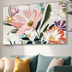Quadri Moderni-Selezionato da Mazzolaluce Quadro floreale moderno materico multicolore 120x80 con cornice