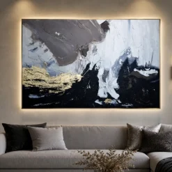 Quadri Moderni-Selezionato da Mazzolaluce Quadro materia notturna 100x150 cm astratto moderno materico per salone