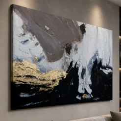 Quadri Moderni-Selezionato da Mazzolaluce Quadro moderno astratto materia notturna 80x120 cm dipinto materico a rilievo