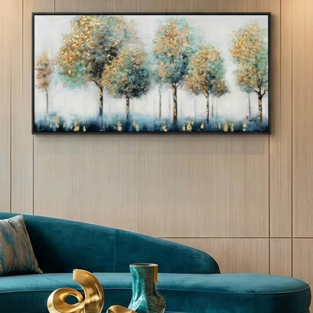 Quadri Moderni-Selezionato da Mazzolaluce Quadro moderno con cornice nera 150x70 cm foresta decorata