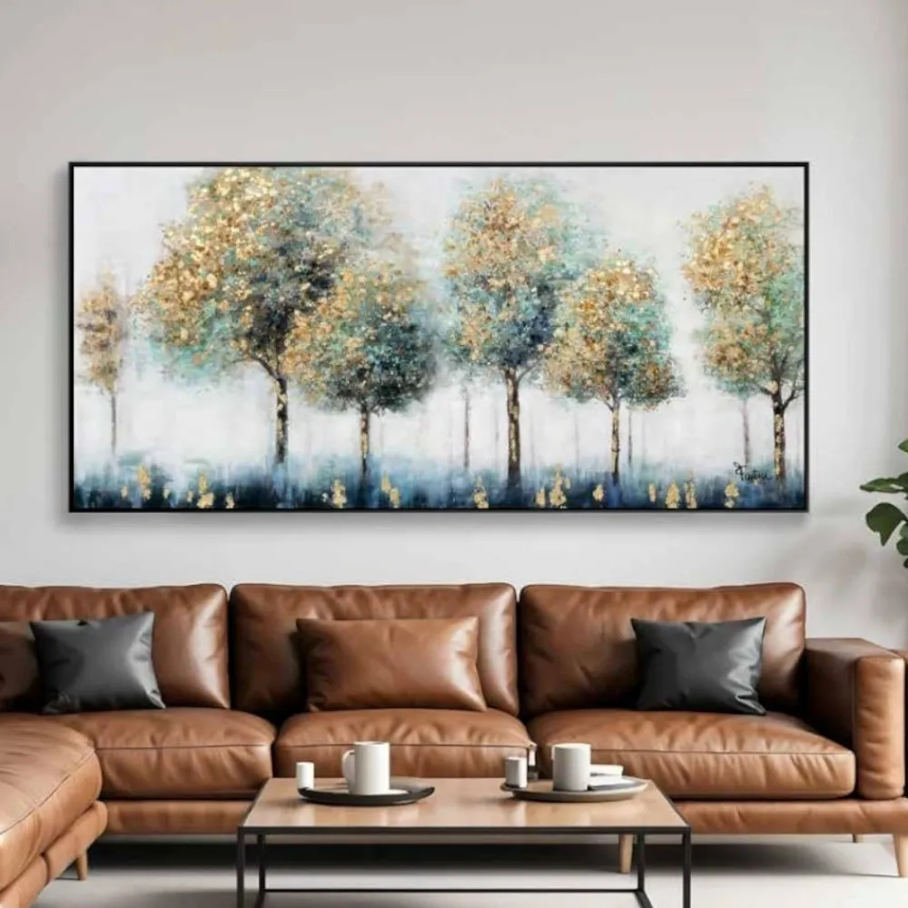 Quadri Moderni-Selezionato da Mazzolaluce Quadro moderno con cornice nera 150x70 cm foresta decorata
