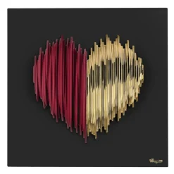 Quadri Moderni-Bongelli Preziosi Quadro moderno cuore stilizzato 50x50 bero rosso oro