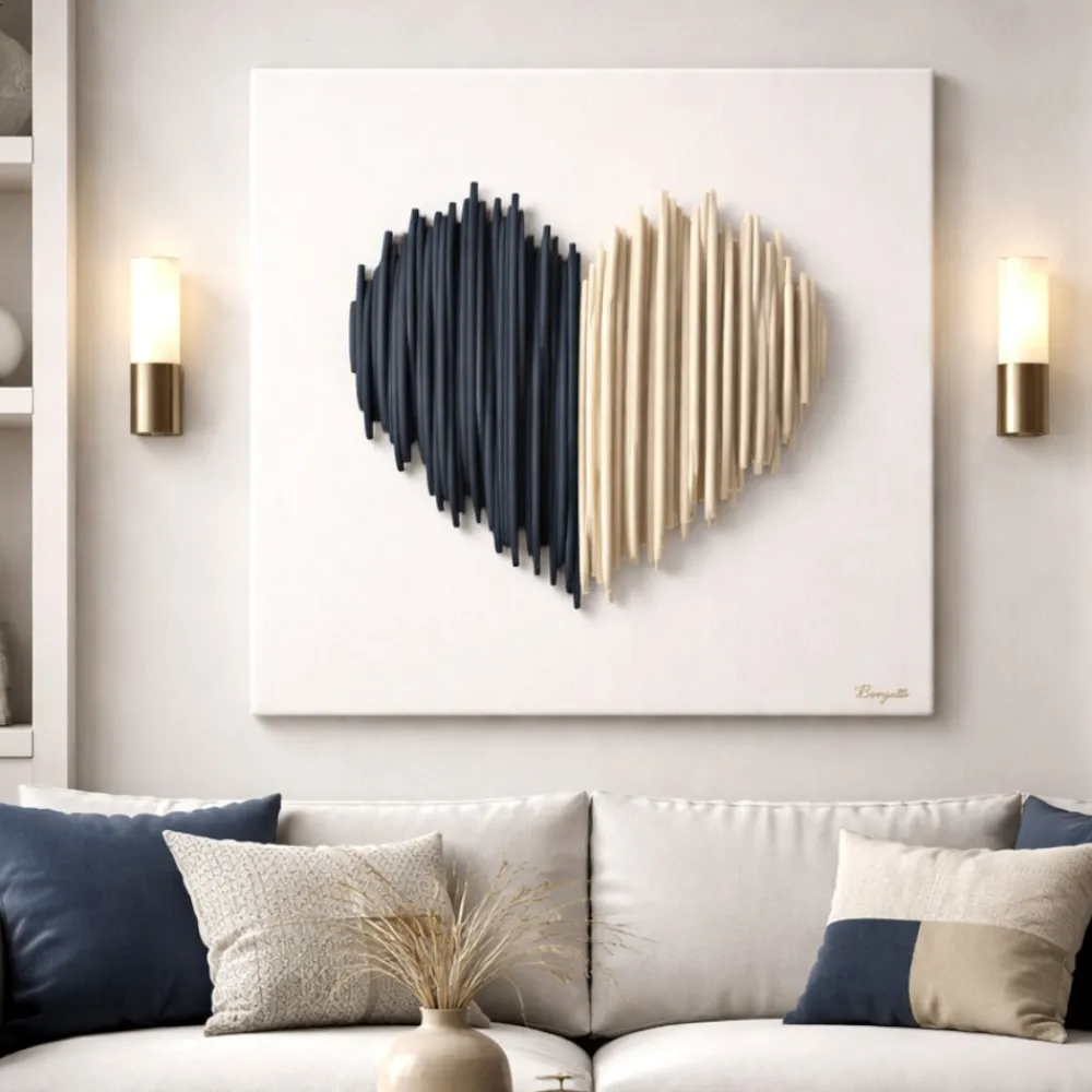 Quadri Moderni-Bongelli Preziosi Quadro moderno cuore stilizzato 50x50 design