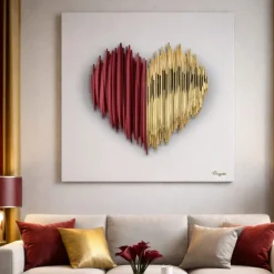 Quadri Moderni-Bongelli Preziosi Quadro moderno cuore stilizzato 50x50 marmorino 3d