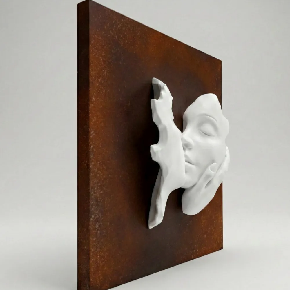 Quadri Moderni-Bongelli Preziosi Quadro moderno 3d volti base ruggine 50x50cm