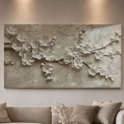 Quadri Moderni-Selezionato da Mazzolaluce Quadro moderno fiori bianchi 77x143 dipinto su tela