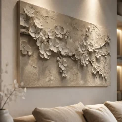 Quadri Moderni-Selezionato da Mazzolaluce Quadro moderno fiori bianchi 77x143 dipinto su tela