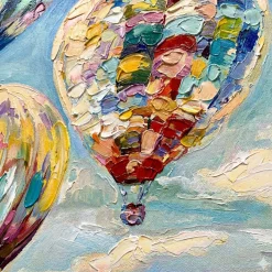 Quadri Moderni-Selezionato da Mazzolaluce Quadro moderno mongolfiere in volo dipinto su tela 100x120