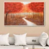 Quadri Moderni-Selezionato da Mazzolaluce Quadro moderno paesaggio alberato 122x72 rosso cornice legno