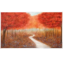 Quadri Moderni-Selezionato da Mazzolaluce Quadro moderno paesaggio alberato 122x72 rosso cornice legno