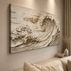 Quadri Moderni-Selezionato da Mazzolaluce Quadro moderno stampa su tela onde beige 77x143