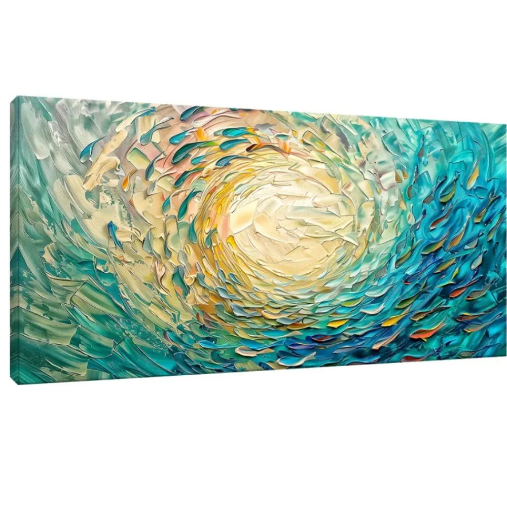 Quadri Moderni-Selezionato da Mazzolaluce Quadro moderno vortice multicolor 77x143 stampa con decoro a rilievo