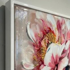 Quadri Moderni-Selezionato da Mazzolaluce Quadro moderno 120x60 donn floreale in resina decorato cornice bianca