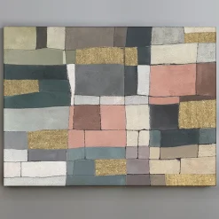 Quadri Moderni-Selezionato da Mazzolaluce Quadro mosaico moderno dipinto 120x160 cm applicazioni in oro