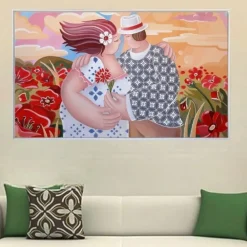 Quadri Moderni-Selezionato da Mazzolaluce Quadro romantico per soggiorno moderno 122x72 cornice bianca