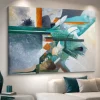 Quadri Moderni-Selezionato da Mazzolaluce Quadro rotte turchesi 80x120 cm astratto moderno dipinto a rilievo materico