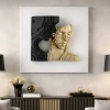 Quadri Moderni-Bongelli Preziosi Quadro scultura coppia stilizzata bianco nero oro 50x50