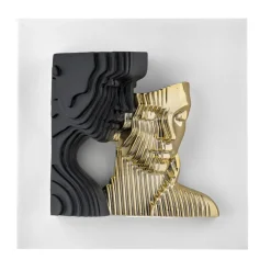 Quadri Moderni-Bongelli Preziosi Quadro scultura coppia stilizzata bianco nero oro 50x50