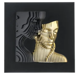 Quadri Moderni-Bongelli Preziosi Quadro scultura coppia stilizzata oro nero 50x50 moderno