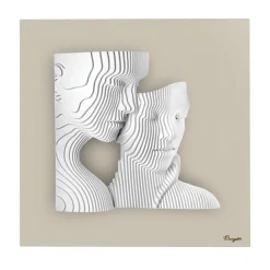 Quadri Moderni-Bongelli Preziosi Quadro scultura moderna 50x50 coppia stilizzata nocciola