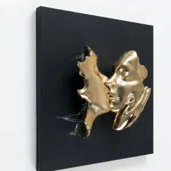 Quadri Moderni-Bongelli Preziosi Quadro scultura volti 3d moderno 50x50 oro nero