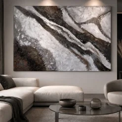 Quadri Moderni-Selezionato da Mazzolaluce Quadro segni nella pietra astratto moderno 800x120 cm dipinto materico a rilievo