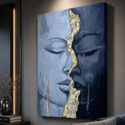 Quadri Moderni-Selezionato da Mazzolaluce Quadro sguardo interiore 100x150 cm materico dipinto a rilievo per salone