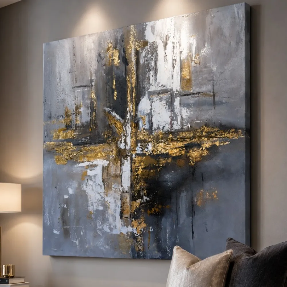 Quadri Moderni-Selezionato da Mazzolaluce Quadro tracce di luce 120x120 cm astratto moderno dipinto a rilievo