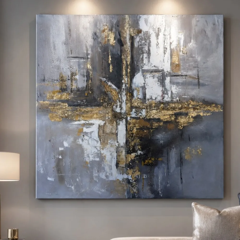 Quadri Moderni-Selezionato da Mazzolaluce Quadro tracce di luce 120x120 cm astratto moderno dipinto a rilievo