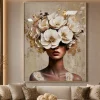 Quadri Moderni-Selezionato da Mazzolaluce Quadro verticale donna floreale 80x120cm moderno decoro resina lucida