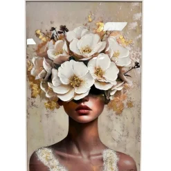 Quadri Moderni-Selezionato da Mazzolaluce Quadro verticale donna floreale 80x120cm moderno decoro resina lucida