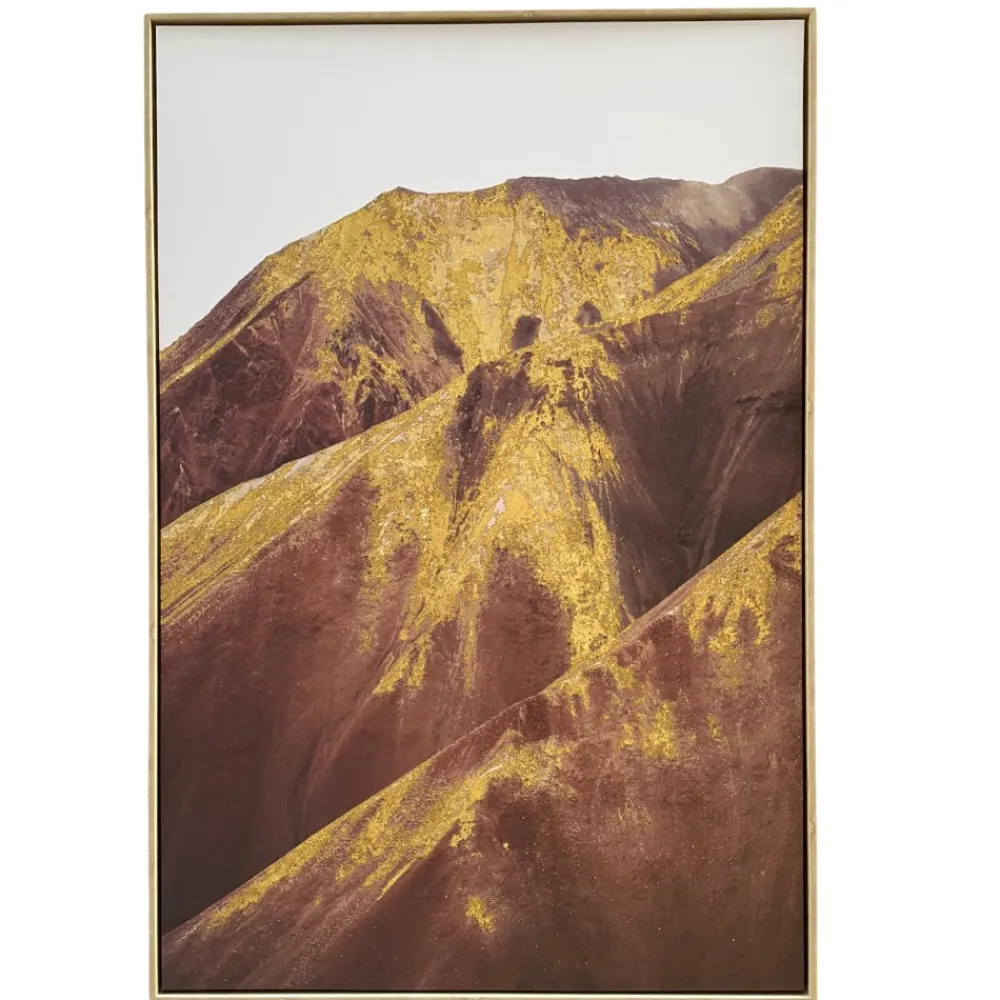 Quadri Moderni-Selezionato da Mazzolaluce Quadro verticale tela dipinta montagna astratta cornice oro 80x120