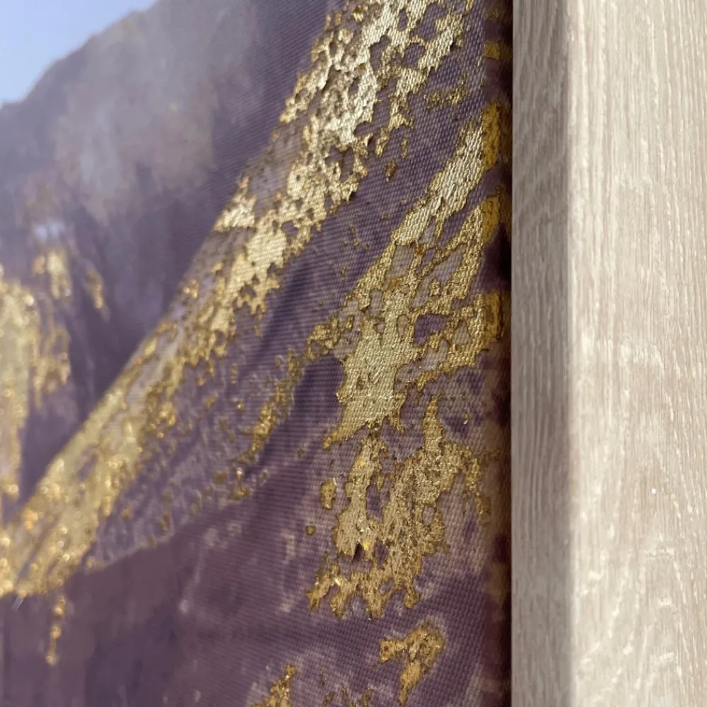 Quadri Moderni-Selezionato da Mazzolaluce Quadro verticale tela dipinta montagna astratta cornice oro 80x120