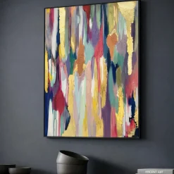 Quadri Moderni-Selezionato da Mazzolaluce Quadro verticale 80x120 cascata cromatica astratto moderno