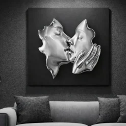 Quadri Moderni-Bongelli Preziosi Quadro volti 3d scultura argento nero 50x50
