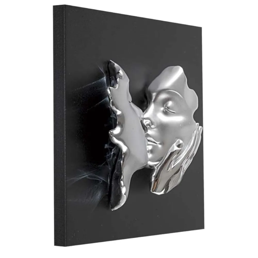 Quadri Moderni-Bongelli Preziosi Quadro volti 3d scultura argento nero 50x50
