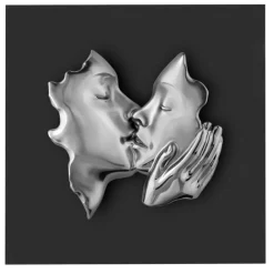 Quadri Moderni-Bongelli Preziosi Quadro volti 3d scultura argento nero 50x50