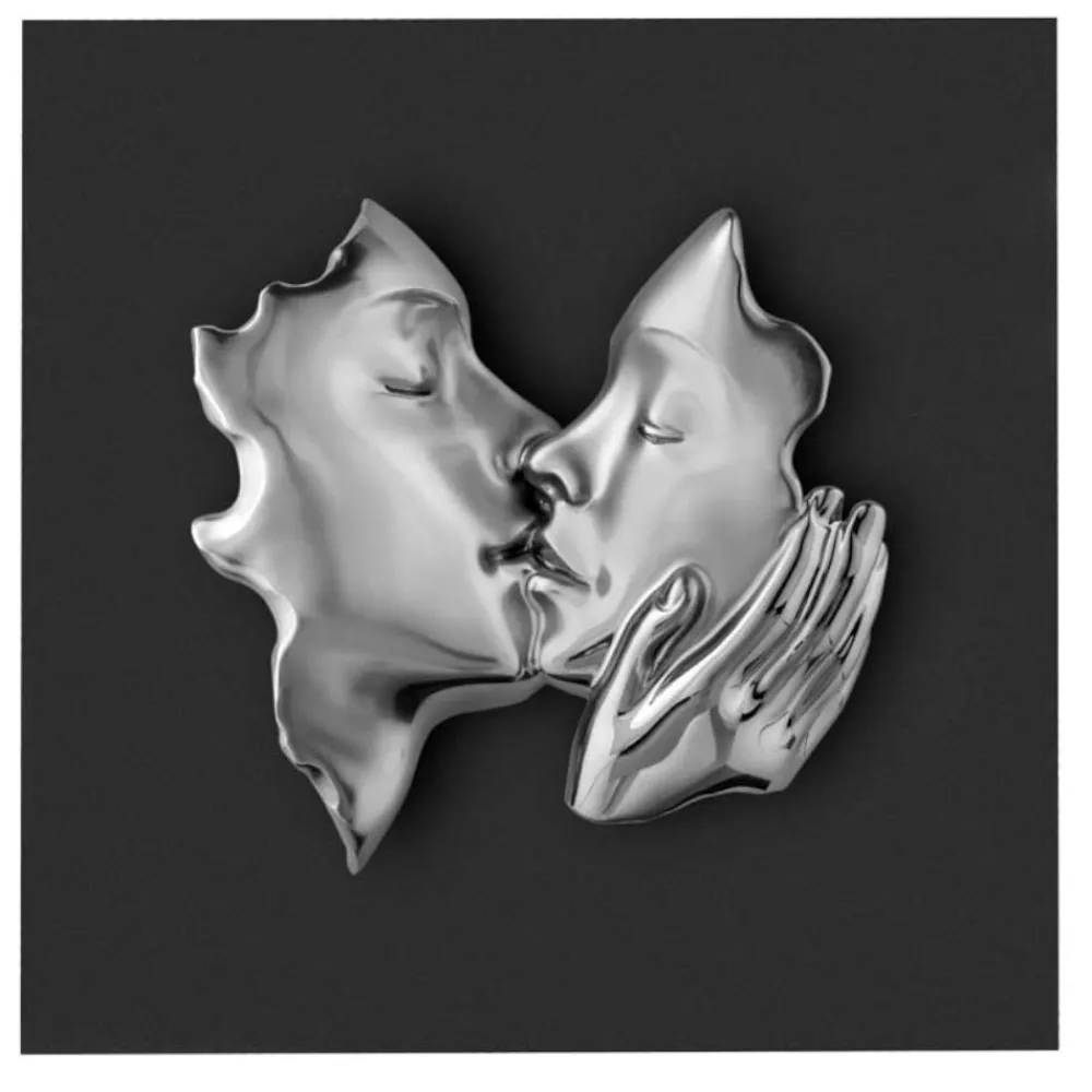 Quadri Moderni-Bongelli Preziosi Quadro volti 3d scultura argento nero 50x50