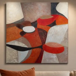 Quadri Moderni-Selezionato da Mazzolaluce Quadro 120x120 cm danza di forme astratto moderno dipinto a rilievo quadrato