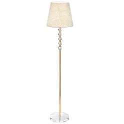 Lampade Da Terra-Ideal Lux Queen pt1 piantana classica paralume tessuto glitter oro inserti di cristallo