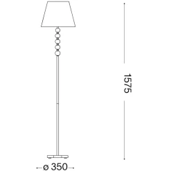 Lampade Da Terra-Ideal Lux Queen pt1 piantana classica paralume tessuto glitter oro inserti di cristallo